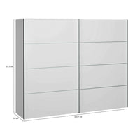 Guardaroba 2 ante Acerno, Mobile camera da letto, Cabina armadio portabiti, Armadio appendiabiti, 243x64 h202 cm, Bianco