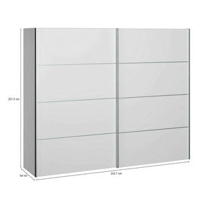 Guardaroba 2 ante Acerno, Mobile camera da letto, Cabina armadio portabiti, Armadio appendiabiti, 243x64 h202 cm, Bianco