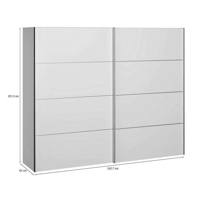 Guardaroba 2 ante Acerno, Mobile camera da letto, Cabina armadio portabiti, Armadio appendiabiti, 243x64 h202 cm, Bianco