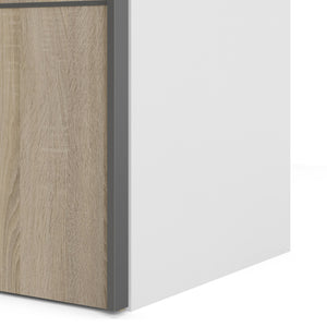 Guardaroba 2 ante Acerno, Mobile camera da letto, Cabina armadio portabiti, Armadio appendiabiti, 243x64 h202 cm, Bianco e Quercia