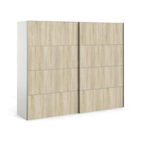 Guardaroba 2 ante Acerno, Mobile camera da letto, Cabina armadio portabiti, Armadio appendiabiti, 243x64 h202 cm, Bianco e Quercia