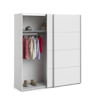 Guardaroba 2 ante Cassano, Mobile camera da letto, Cabina armadio portabiti, Armadio appendiabiti, 182x64 h202 cm, Bianco