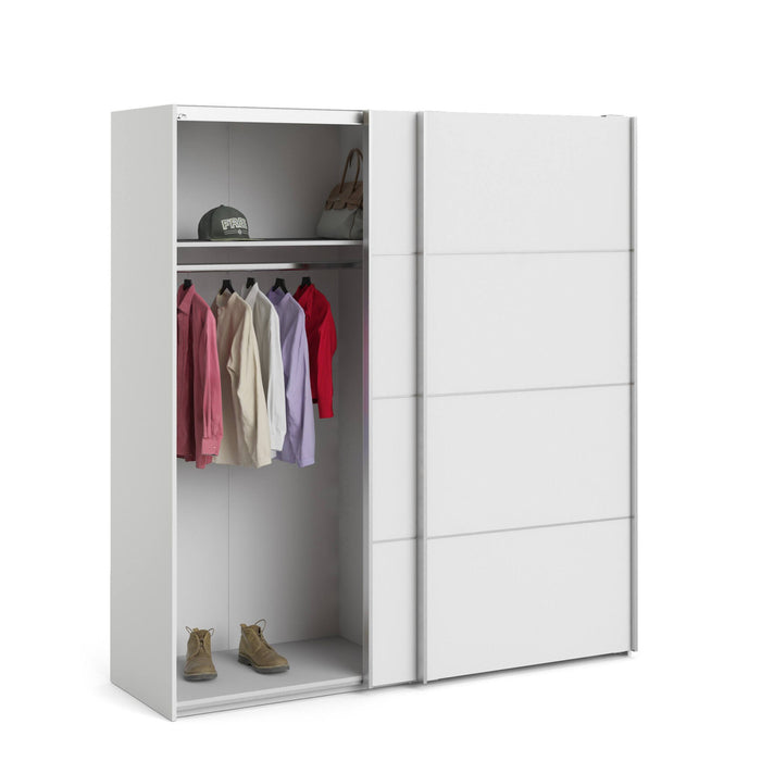 Guardaroba 2 ante Cassano, Mobile camera da letto, Cabina armadio portabiti, Armadio appendiabiti, 182x64 h202 cm, Bianco