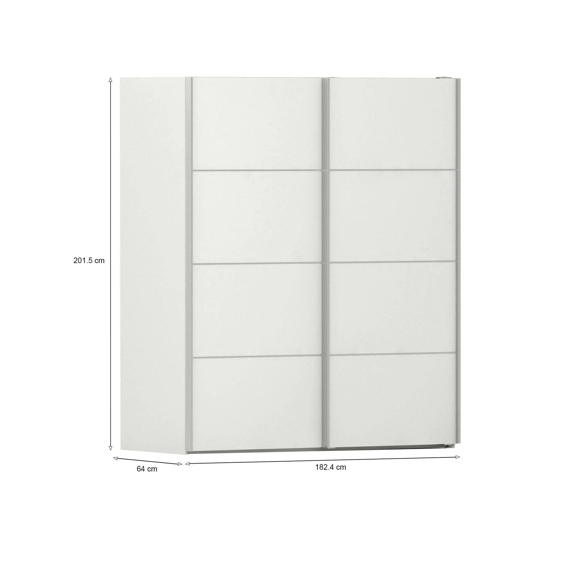 Guardaroba 2 ante Cassano, Mobile camera da letto, Cabina armadio portabiti, Armadio appendiabiti, 182x64 h202 cm, Bianco