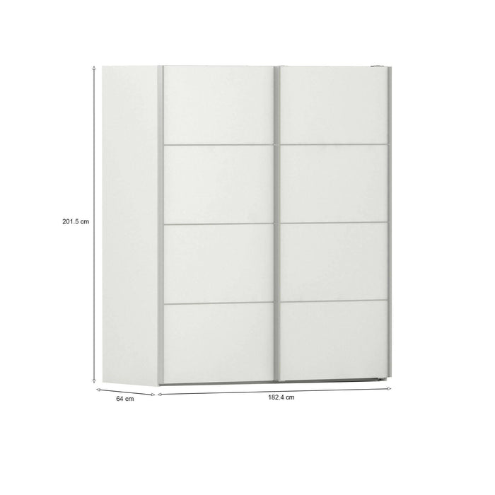 Guardaroba 2 ante Cassano, Mobile camera da letto, Cabina armadio portabiti, Armadio appendiabiti, 182x64 h202 cm, Bianco