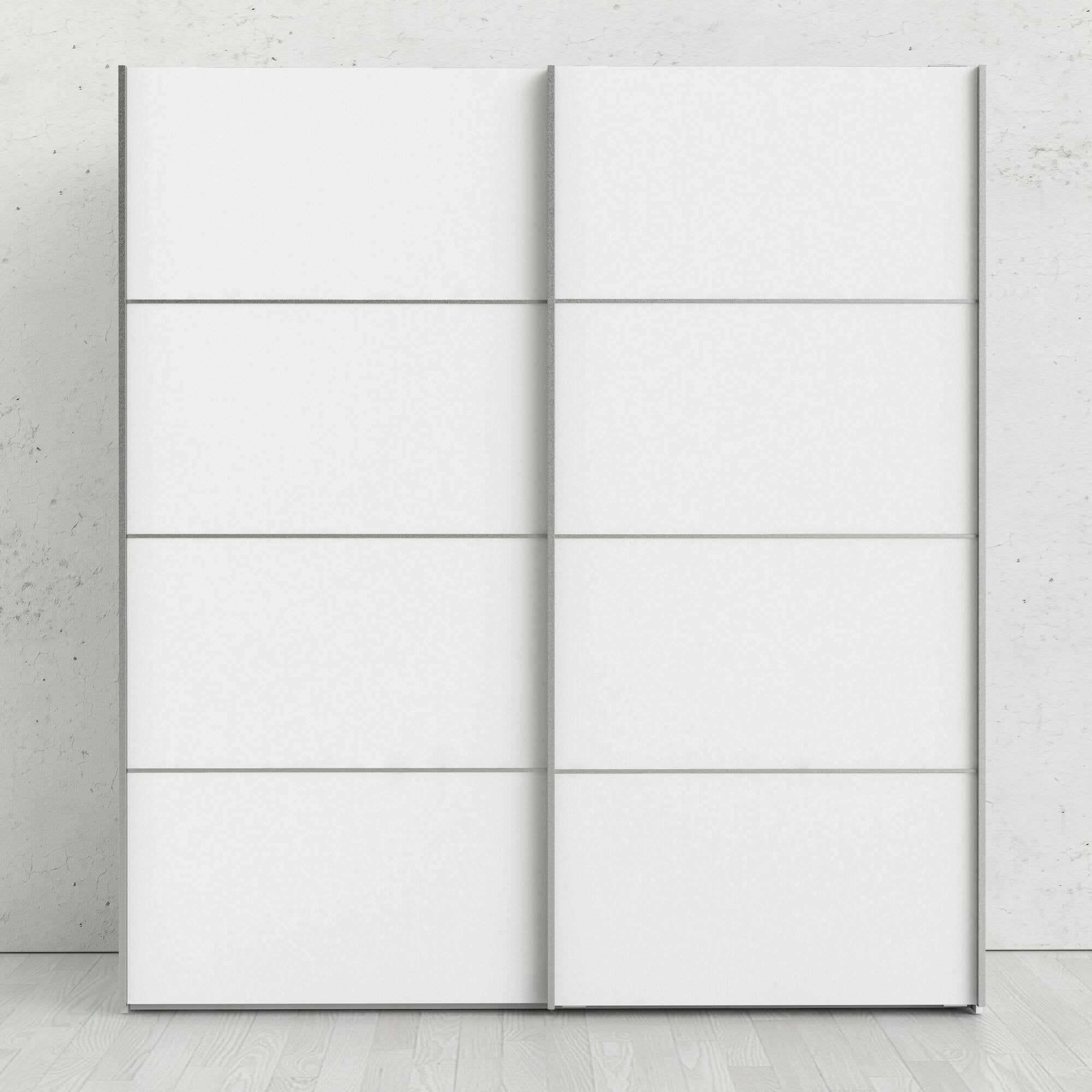 Guardaroba 2 ante Cassano, Mobile camera da letto, Cabina armadio portabiti, Armadio appendiabiti, 182x64 h202 cm, Bianco