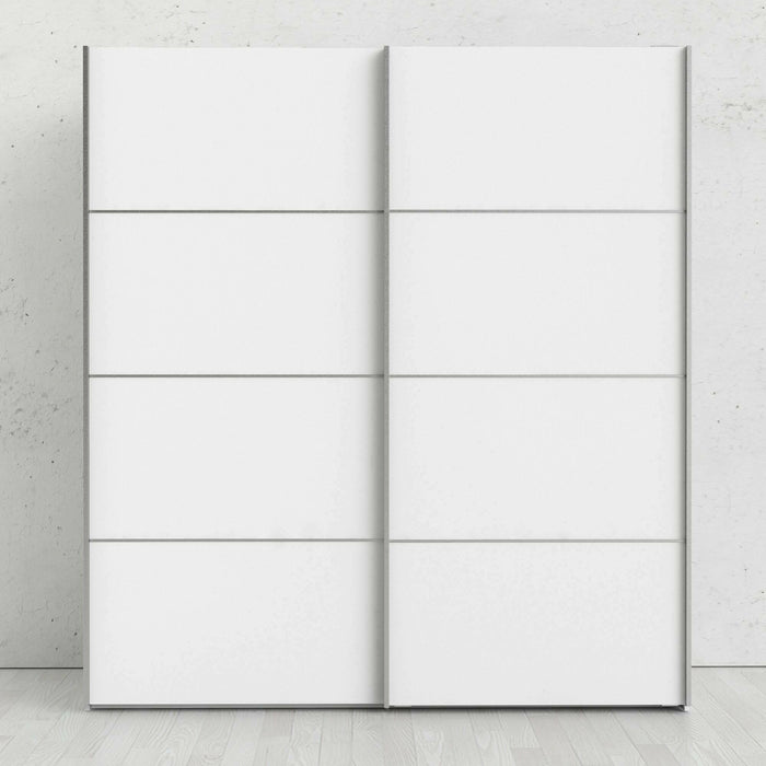 Guardaroba 2 ante Cassano, Mobile camera da letto, Cabina armadio portabiti, Armadio appendiabiti, 182x64 h202 cm, Bianco