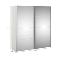 Guardaroba 2 ante Bema, Mobile camera da letto, Cabina armadio portabiti, Armadio appendiabiti, 182x64 h202 cm, Bianco