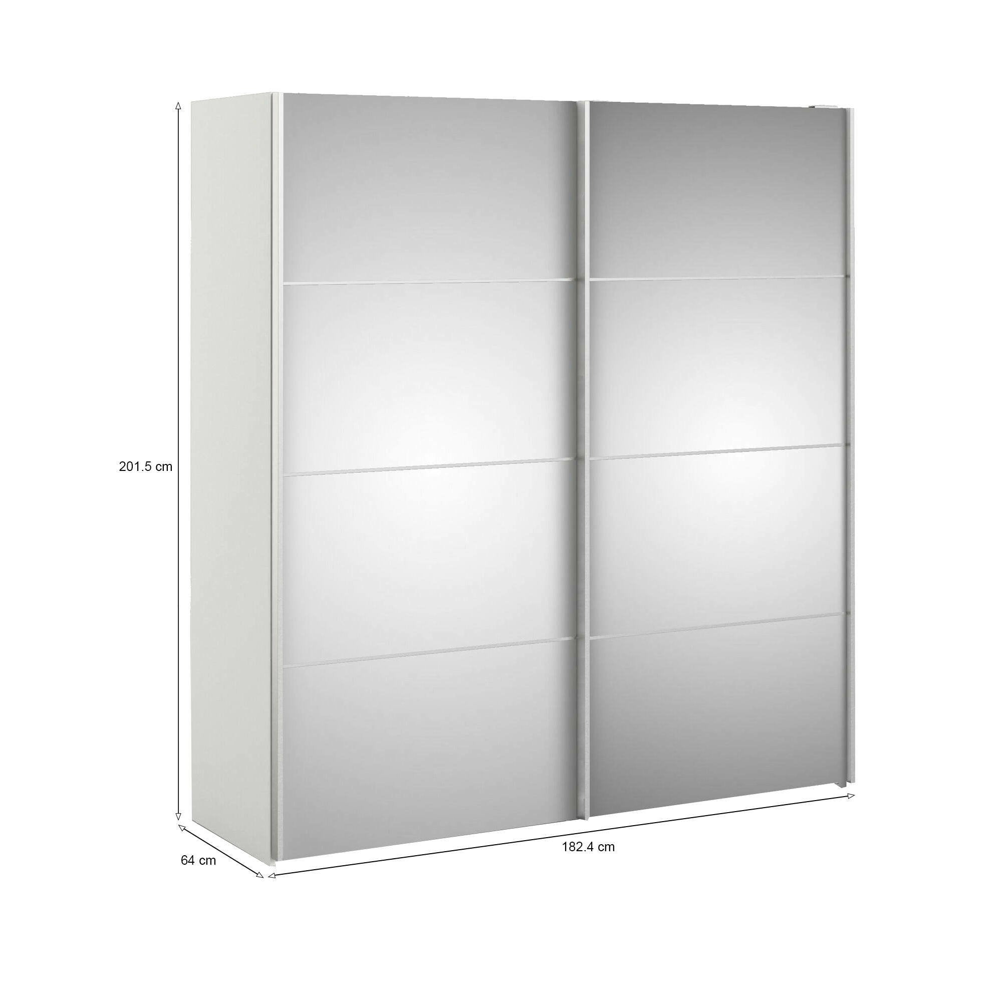 Guardaroba 2 ante Bema, Mobile camera da letto, Cabina armadio portabiti, Armadio appendiabiti, 182x64 h202 cm, Bianco