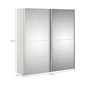 Guardaroba 2 ante Bema, Mobile camera da letto, Cabina armadio portabiti, Armadio appendiabiti, 182x64 h202 cm, Bianco