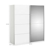 Guardaroba 2 ante Astrée, Mobile camera da letto, Cabina armadio portabiti, Armadio appendiabiti, 182x64 h202 cm, Bianco