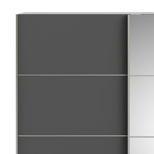 Guardaroba 2 ante Astrée, Mobile camera da letto, Cabina armadio portabiti, Armadio appendiabiti, 182x64 h202 cm, Bianco e Grigio