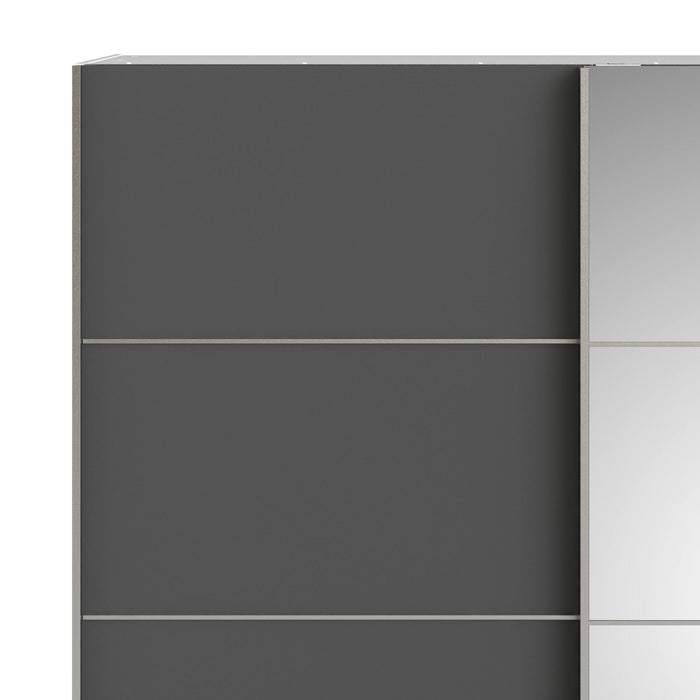 Guardaroba 2 ante Astrée, Mobile camera da letto, Cabina armadio portabiti, Armadio appendiabiti, 182x64 h202 cm, Bianco e Grigio