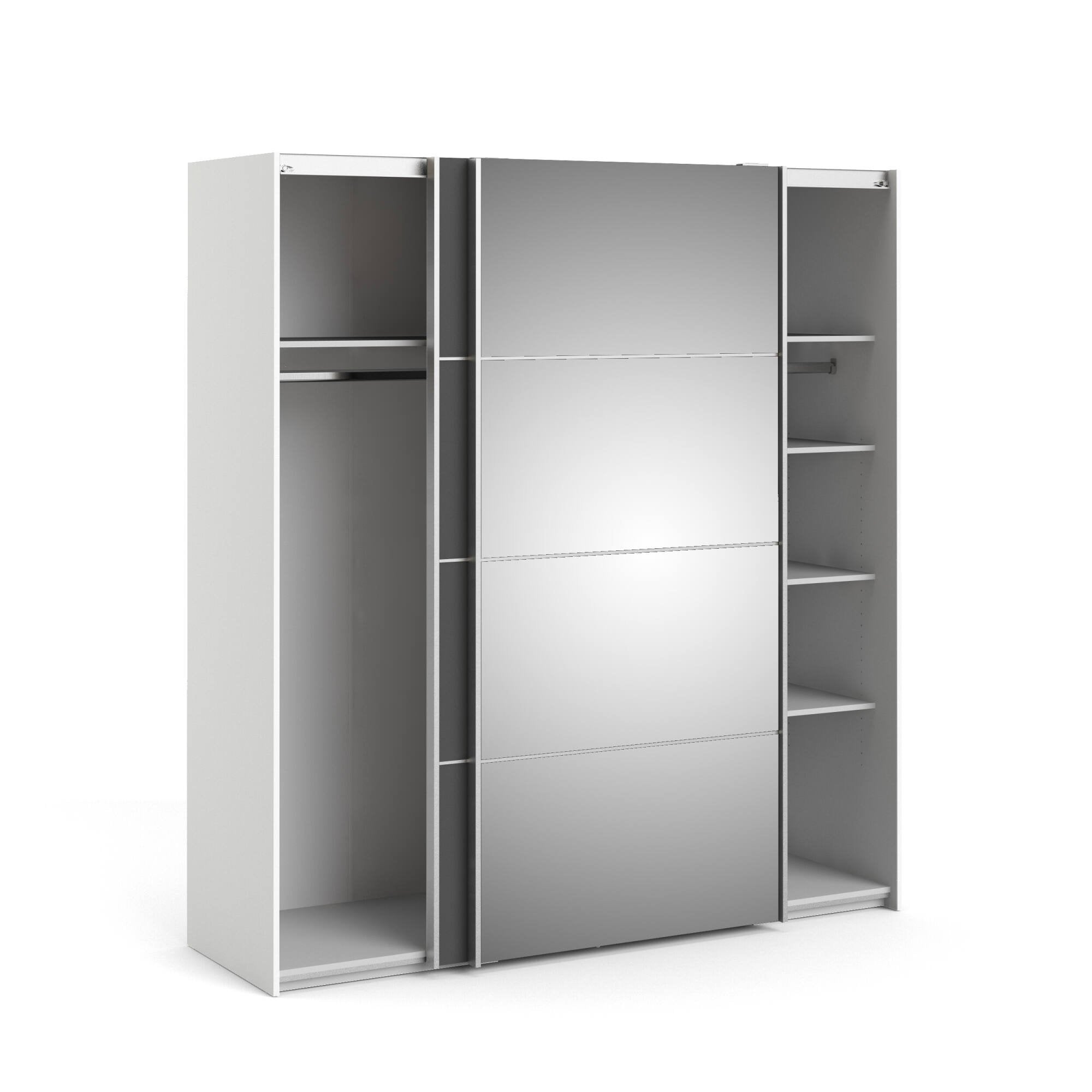 Guardaroba 2 ante Cerreto, Mobile camera da letto, Cabina armadio portabiti, Armadio appendiabiti, 182x64 h202 cm, Grigio e Bianco