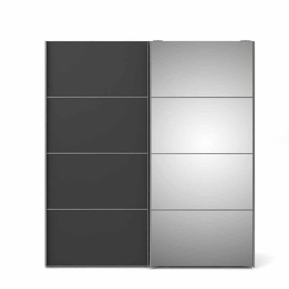 Guardaroba 2 ante Angri, Mobile camera da letto, Cabina armadio portabiti, Armadio appendiabiti, 182x64 h202 cm, Bianco e Grigio