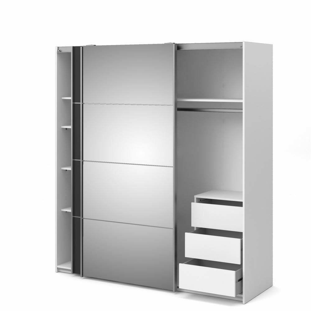 Guardaroba 2 ante Angri, Mobile camera da letto, Cabina armadio portabiti, Armadio appendiabiti, 182x64 h202 cm, Bianco e Grigio