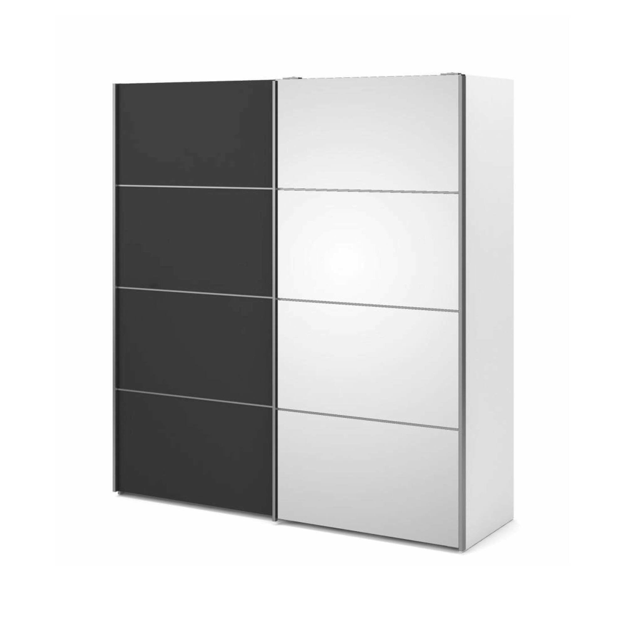 Guardaroba 2 ante Angri, Mobile camera da letto, Cabina armadio portabiti, Armadio appendiabiti, 182x64 h202 cm, Bianco e Grigio