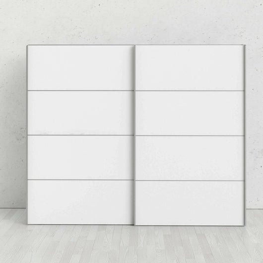 Guardaroba 2 ante Avelengo, Mobile camera da letto, Cabina armadio portabiti, Armadio appendiabiti, 243x64 h202 cm, Bianco