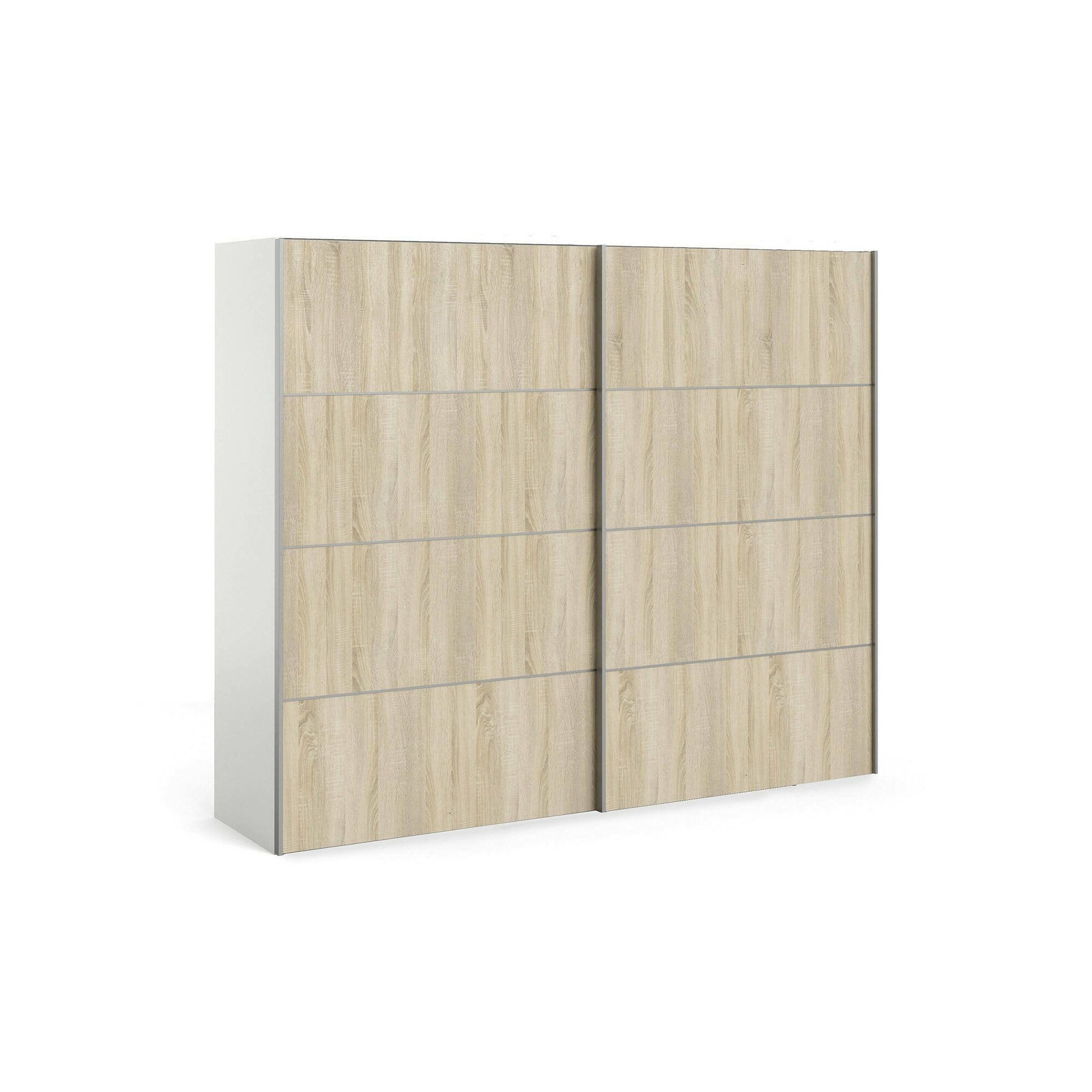 Guardaroba 2 ante Avelengo, Mobile camera da letto, Cabina armadio portabiti, Armadio appendiabiti, 243x64 h202 cm, Quercia e Bianco