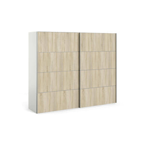 Guardaroba 2 ante Avelengo, Mobile camera da letto, Cabina armadio portabiti, Armadio appendiabiti, 243x64 h202 cm, Quercia e Bianco