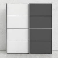 Guardaroba 2 ante Anela, Mobile camera da letto, Cabina armadio portabiti, Armadio appendiabiti, 182x64 h202 cm, Grigio e Bianco