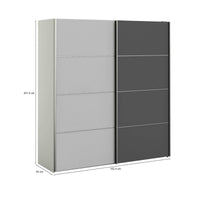 Guardaroba 2 ante Anela, Mobile camera da letto, Cabina armadio portabiti, Armadio appendiabiti, 182x64 h202 cm, Grigio e Bianco