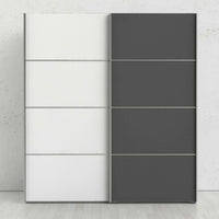 Guardaroba 2 ante Anela, Mobile camera da letto, Cabina armadio portabiti, Armadio appendiabiti, 182x64 h202 cm, Grigio e Bianco