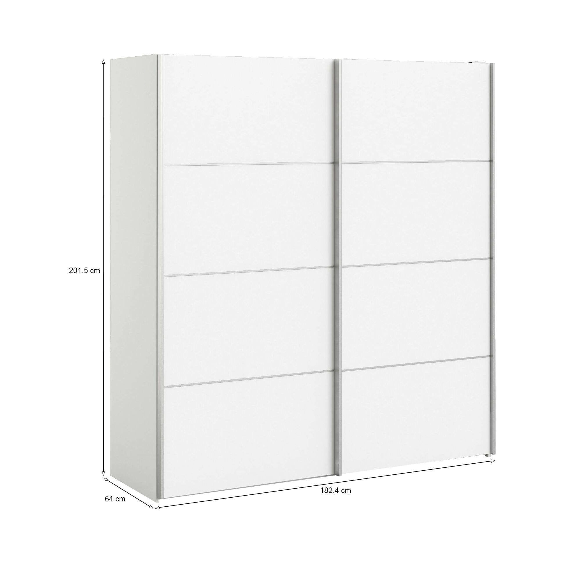 Guardaroba 2 ante Accadia, Mobile camera da letto, Cabina armadio portabiti, Armadio appendiabiti, 182x64 h202 cm, Bianco
