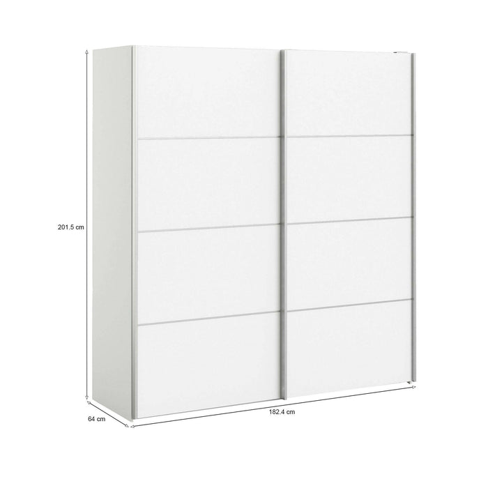 Guardaroba 2 ante Accadia, Mobile camera da letto, Cabina armadio portabiti, Armadio appendiabiti, 182x64 h202 cm, Bianco
