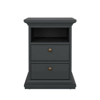 Comodino Alichin, Comò basso, Tavolino da notte, Mensola da letto, 44x40 h59 cm, Grigio