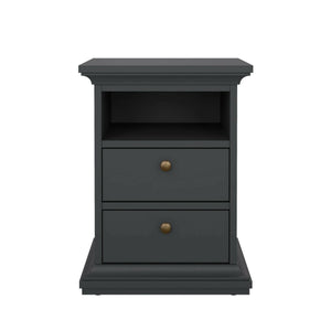 Comodino Alichin, Comò basso, Tavolino da notte, Mensola da letto, 44x40 h59 cm, Grigio