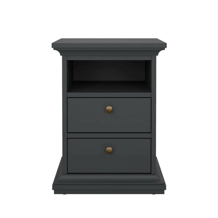 Comodino Alichin, Comò basso, Tavolino da notte, Mensola da letto, 44x40 h59 cm, Grigio