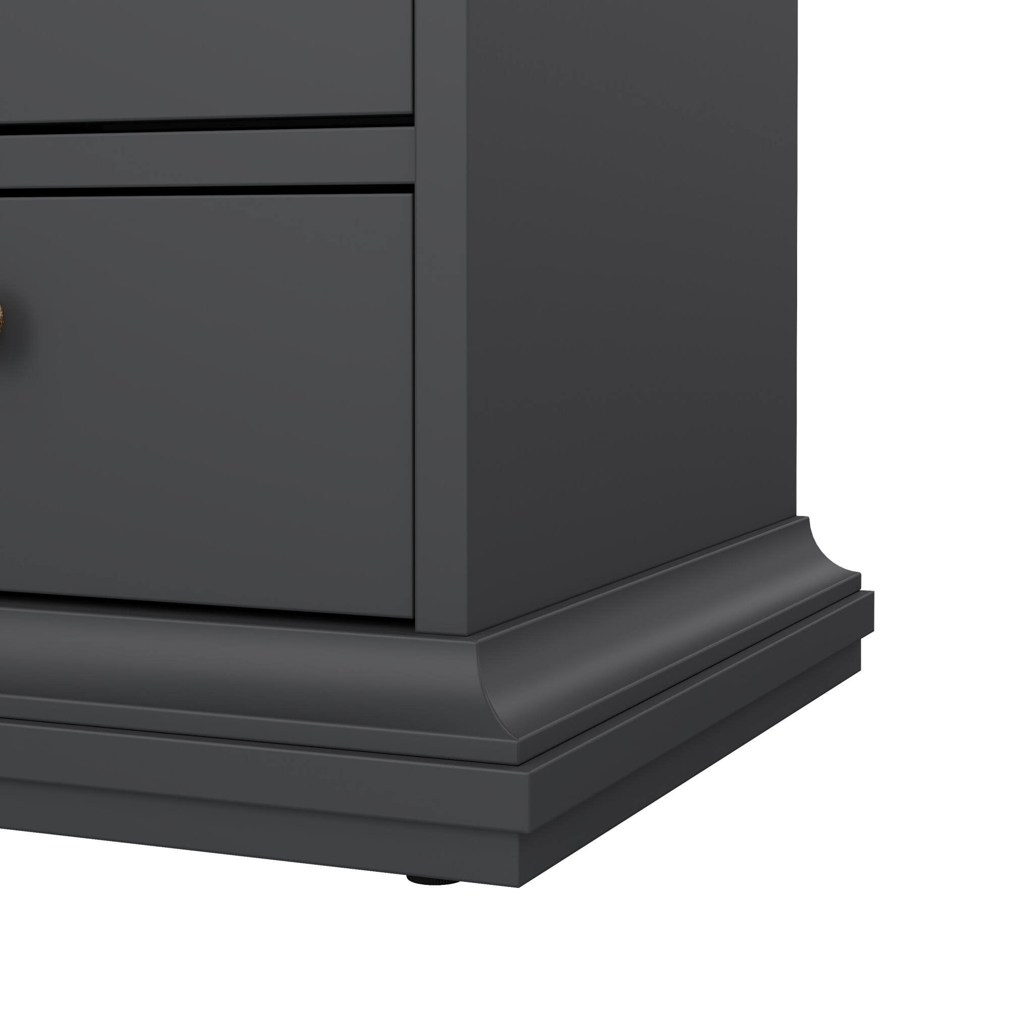 Comodino Alichin, Comò basso, Tavolino da notte, Mensola da letto, 44x40 h59 cm, Grigio