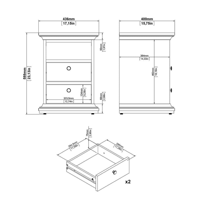 Comodino Alichin, Comò basso, Tavolino da notte, Mensola da letto, 44x40 h59 cm, Grigio