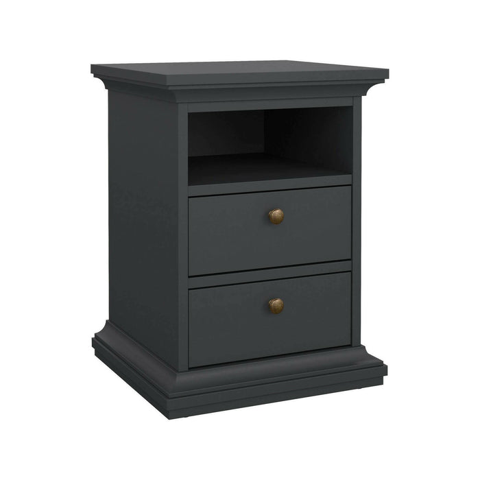 Comodino Alichin, Comò basso, Tavolino da notte, Mensola da letto, 44x40 h59 cm, Grigio