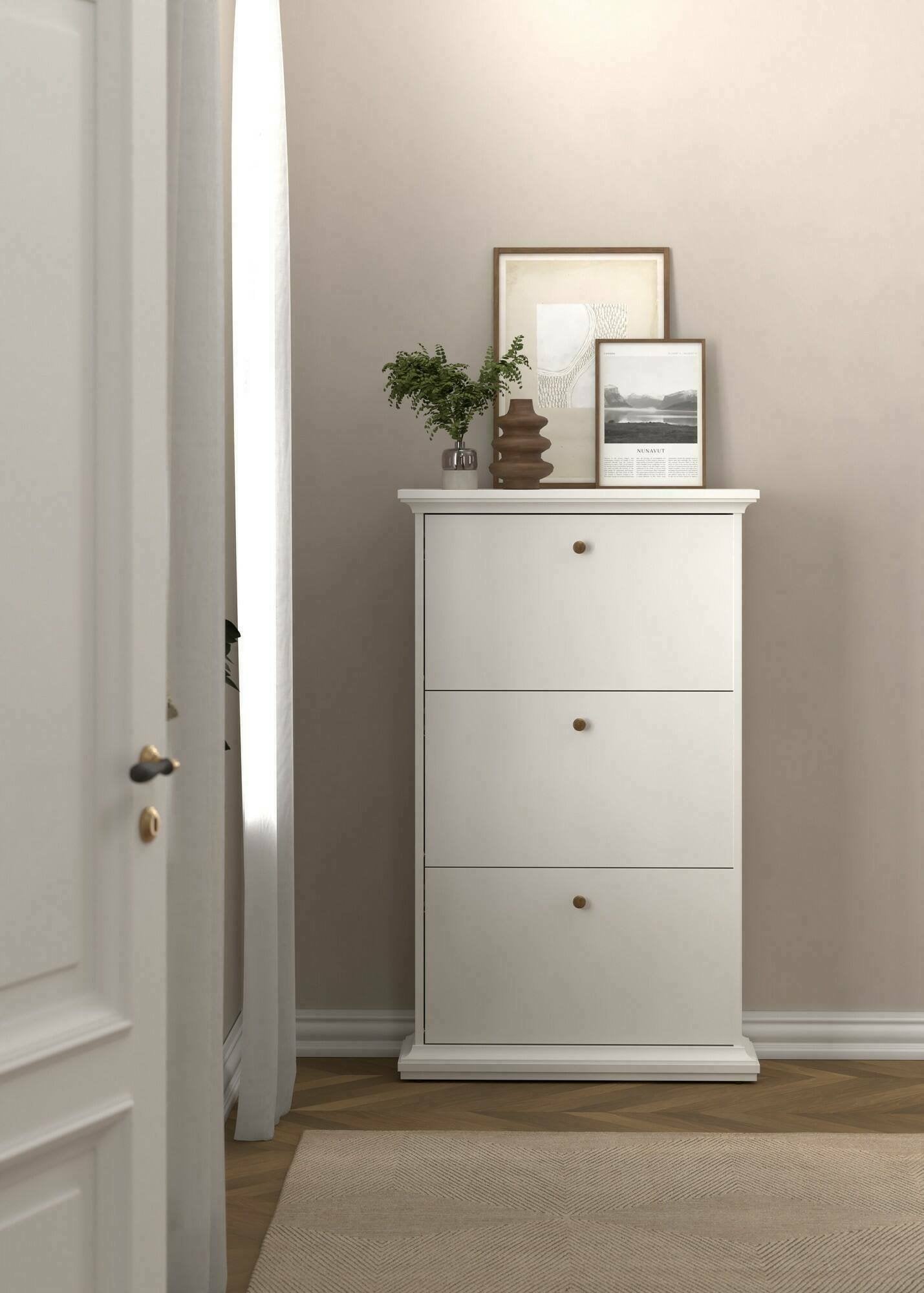 Scarpiera Gaudenzia, Mobile portascarpe, Armadio da ingresso multiuso, Mobiletto per calzature, 78x27 h128 cm, Bianco