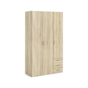 Armadio guardaroba a tre ante e tre Aquilone, colore quercia, cm 115 x 49 x h200