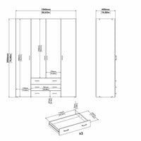 Guardaroba grande Amoruccio, Mobile camera da letto, Cabina armadio portabiti, Armadio appendiabiti, 154x50 h200 cm, Bianco lucido