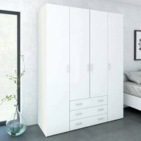 Guardaroba grande Amoruccio, Mobile camera da letto, Cabina armadio portabiti, Armadio appendiabiti, 154x50 h200 cm, Bianco lucido