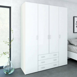Guardaroba grande Amoruccio, Mobile camera da letto, Cabina armadio portabiti, Armadio appendiabiti, 154x50 h200 cm, Bianco lucido