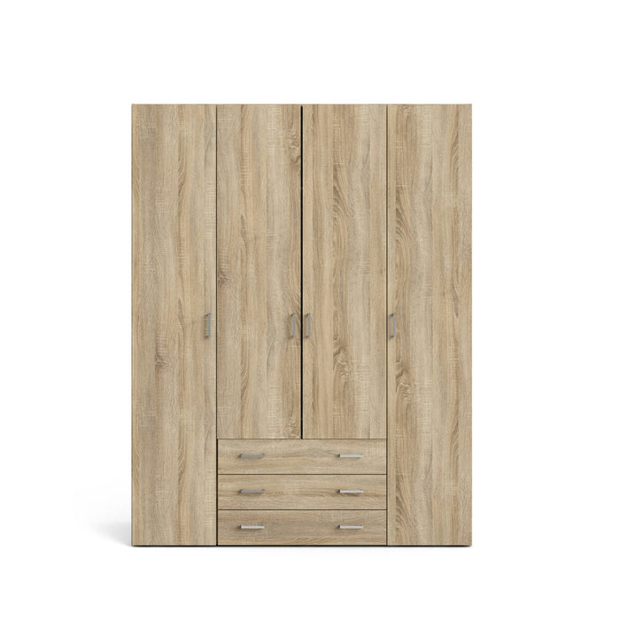 Armadio guardaroba a quattro ante e tre Amoruccio, colore quercia, cm 154 x 59 x h200