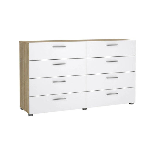 Credenza Aligon, Buffet da soggiorno, Madia da salotto, Dispensa da cucina, 140x40 h83 cm, Quercia e Bianco lucido