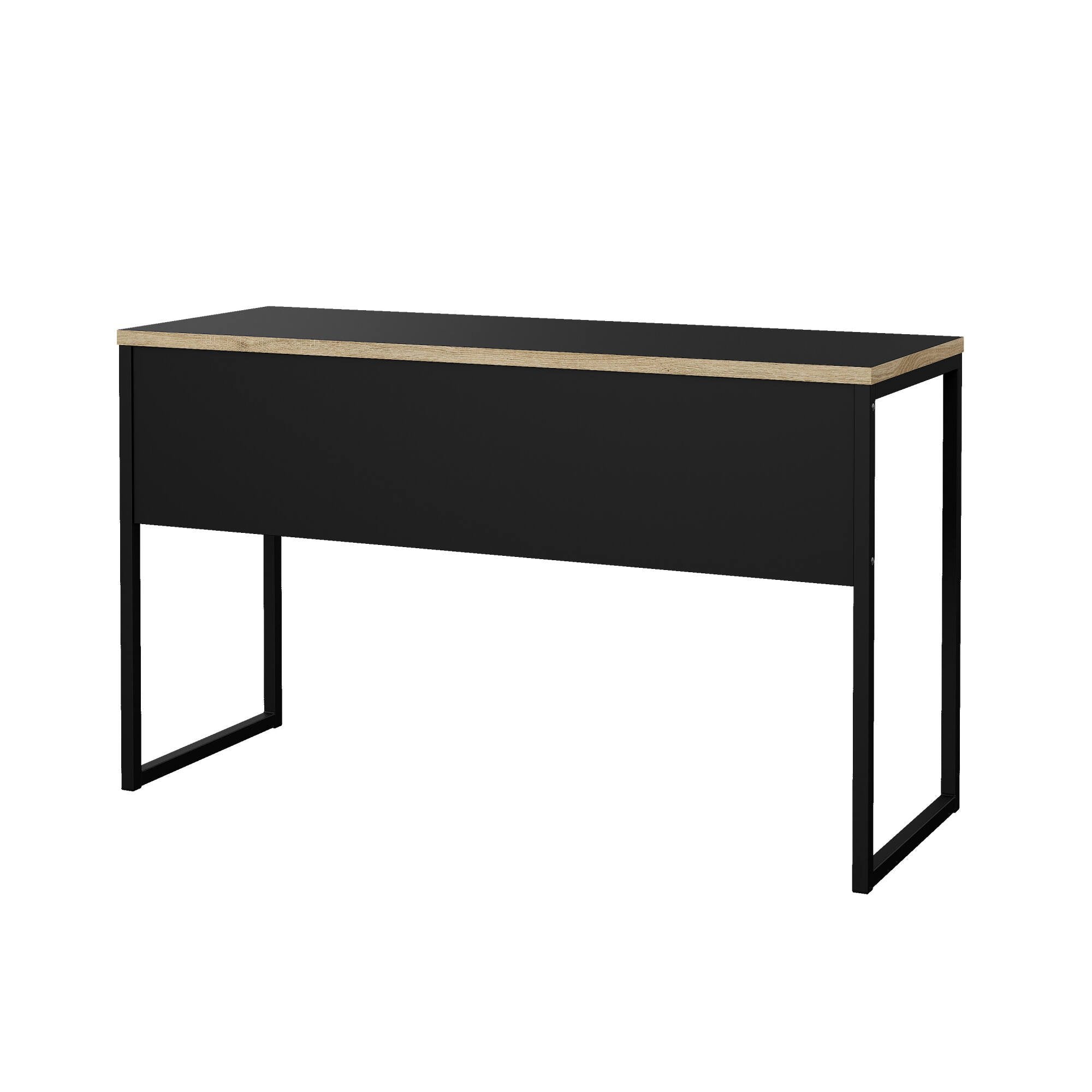 Scrivania Gil, Scrittoio multiuso, Tavolo per ufficio porta PC, Piano di lavoro, 130x48 h77 cm, Nero