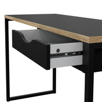 Scrivania Gil, Scrittoio multiuso, Tavolo per ufficio porta PC, Piano di lavoro, 130x48 h77 cm, Nero