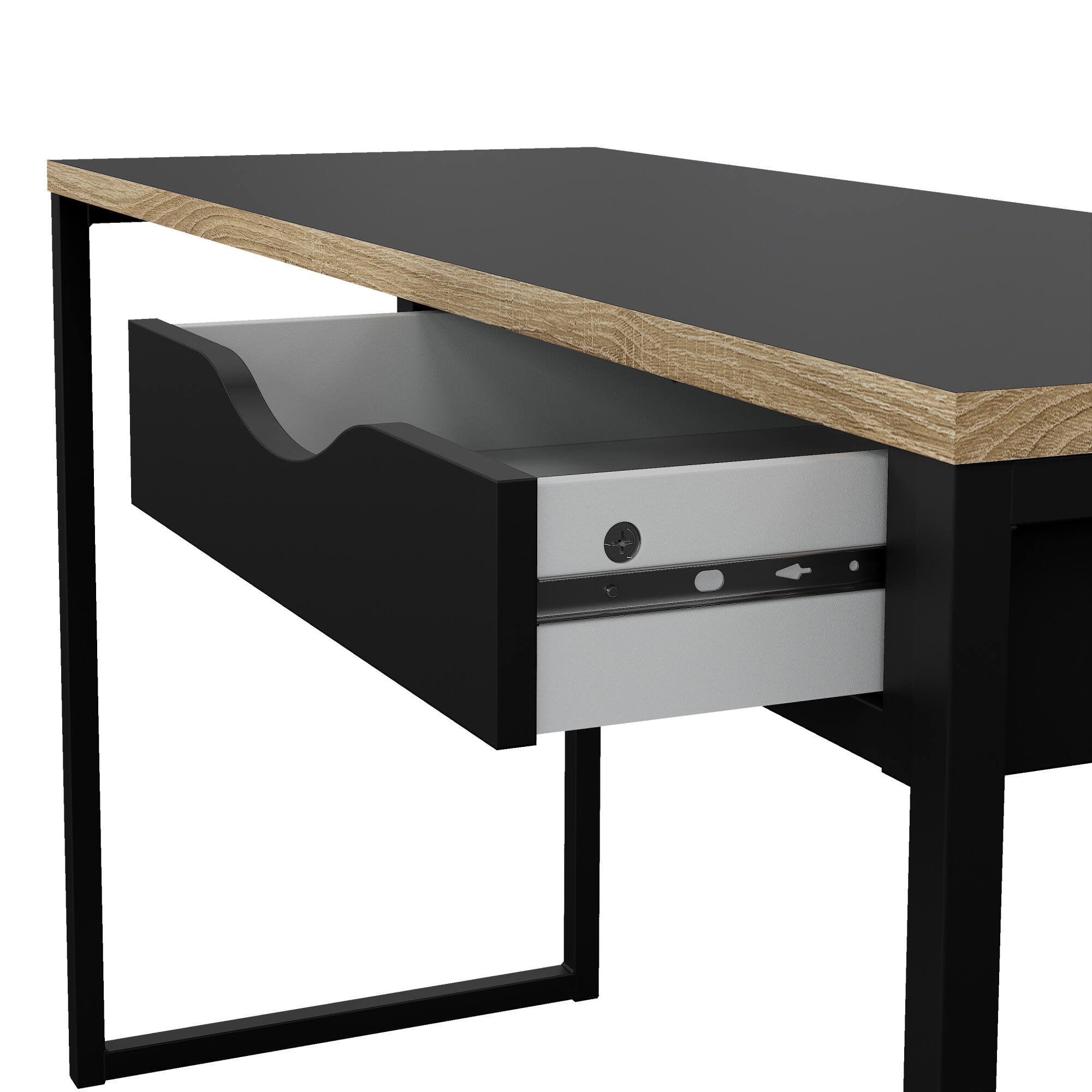 Scrivania Gil, Scrittoio multiuso, Tavolo per ufficio porta PC, Piano di lavoro, 130x48 h77 cm, Nero