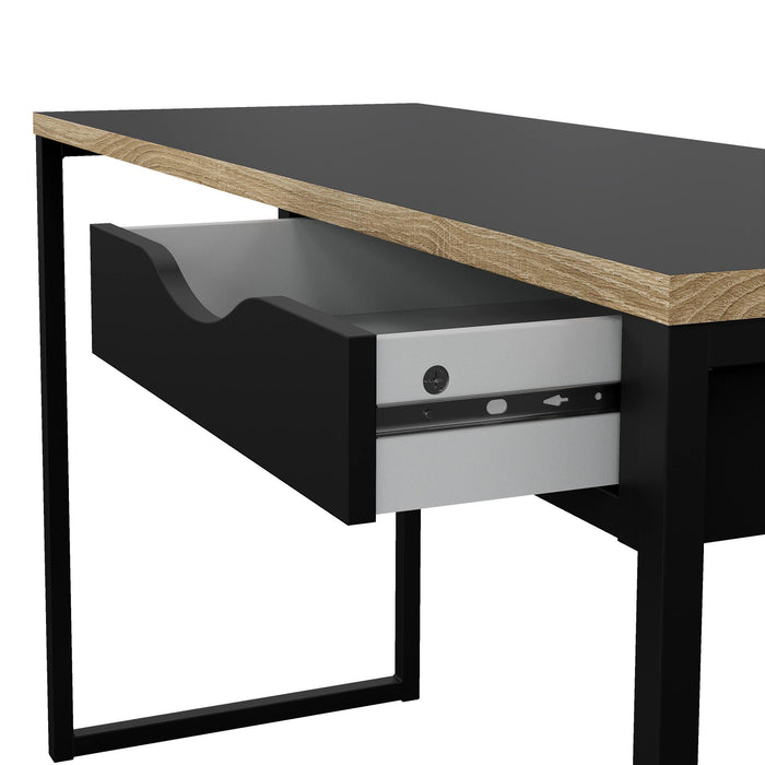 Scrivania Gil, Scrittoio multiuso, Tavolo per ufficio porta PC, Piano di lavoro, 130x48 h77 cm, Nero