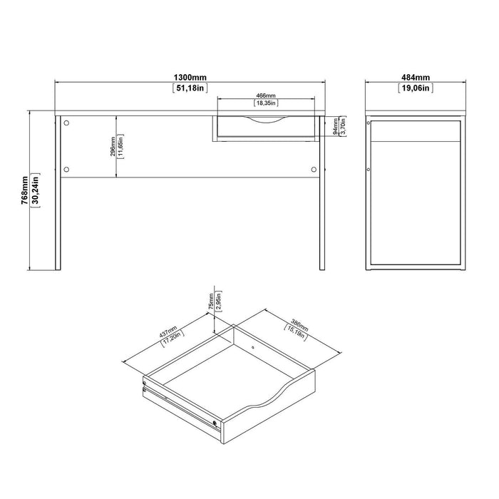 Scrivania Gil, Scrittoio multiuso, Tavolo per ufficio porta PC, Piano di lavoro, 130x48 h77 cm, Nero