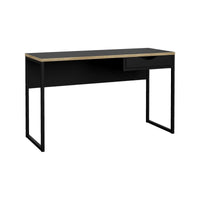 Scrivania Gil, Scrittoio multiuso, Tavolo per ufficio porta PC, Piano di lavoro, 130x48 h77 cm, Nero