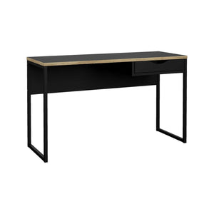 Scrivania Gil, Scrittoio multiuso, Tavolo per ufficio porta PC, Piano di lavoro, 130x48 h77 cm, Nero