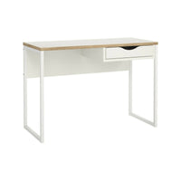 Scrivania Agave, Scrittoio multiuso, Tavolo per ufficio porta PC, Piano di lavoro, 110x48 h77 cm, Bianco